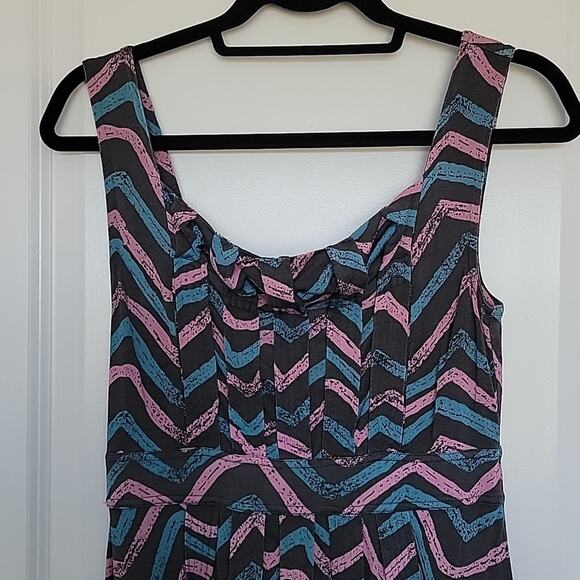 Marc By Marc Jacobs Silk Blend Chevron Pleated Dress, S - Picture 3 of 8